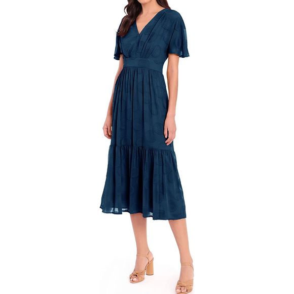 Maggy London nwt blue flutter sleeve midi dress - Picture 2 of 11